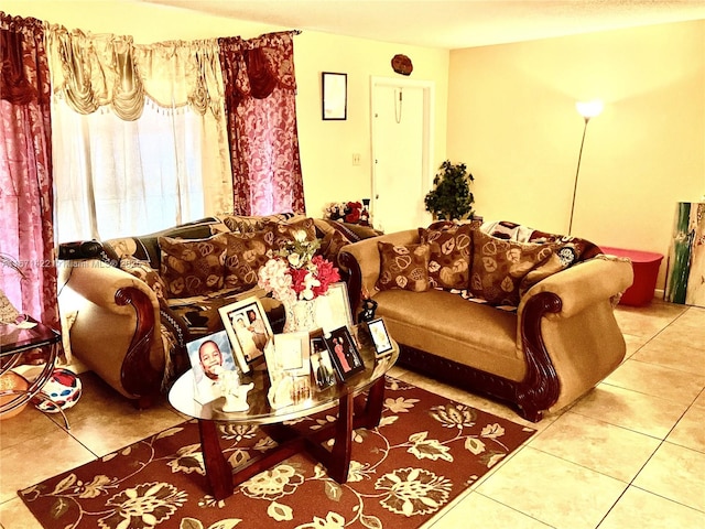 view of tiled living room