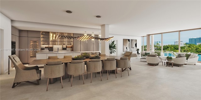 dining area featuring a chandelier