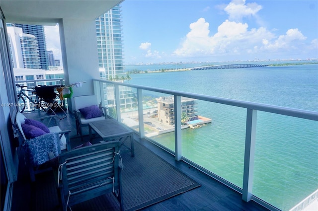 balcony with a water view