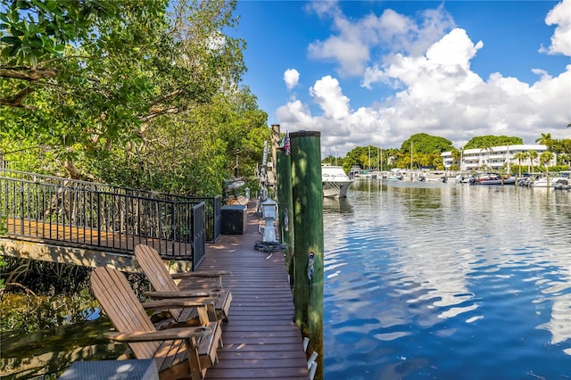 view of dock featuring a water view