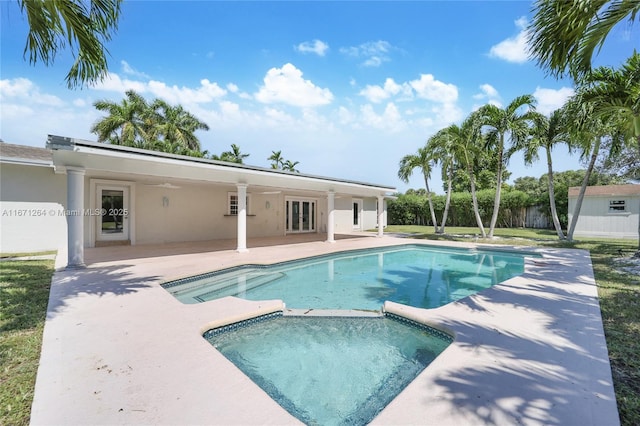 view of swimming pool with a patio area