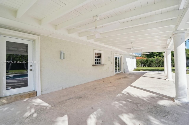 view of patio with ceiling fan