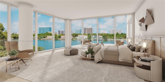 9927 E Bay Harbor Dr Unit 604, Bay Harbor Islands, FL 33154 - bedroom featuring expansive windows, a view of city, and a water view