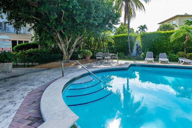 view of pool featuring a patio