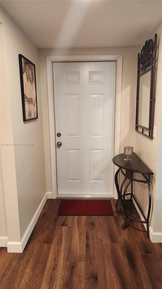 entryway with dark hardwood / wood-style floors