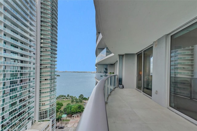 balcony with a water view