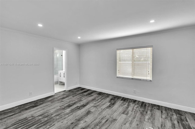 11811 NW 5th Ct, Plantation, FL 33325 - empty room with dark wood-style floors, baseboards, recessed lighting, and ornamental molding