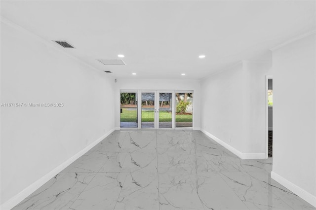 11811 NW 5th Ct, Plantation, FL 33325 - spare room featuring baseboards, marble finish floors, and recessed lighting
