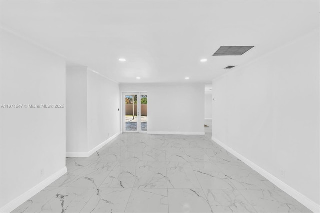 11811 NW 5th Ct, Plantation, FL 33325 - empty room featuring baseboards, recessed lighting, and light marble finish flooring