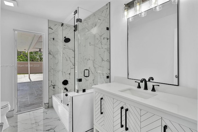 11811 NW 5th Ct, Plantation, FL 33325 - full bath featuring marble tiled floors, a marble finish shower, a garden tub, and toilet
