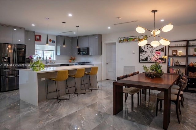 dining area with sink