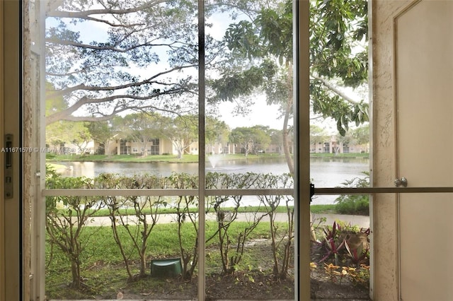 doorway with a water view