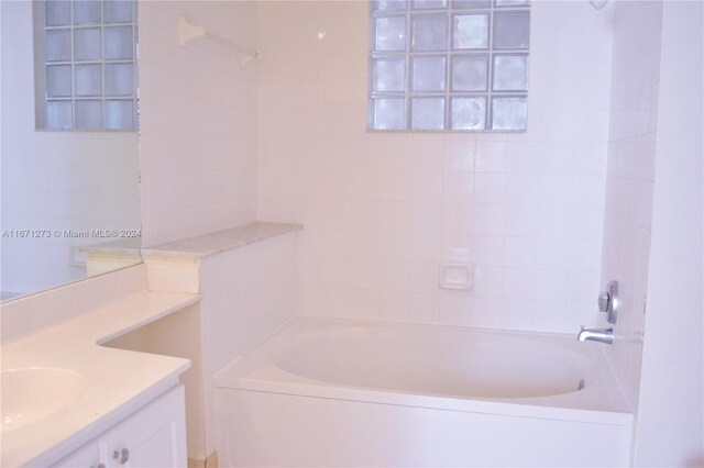 full bath featuring bathtub / shower combination and vanity
