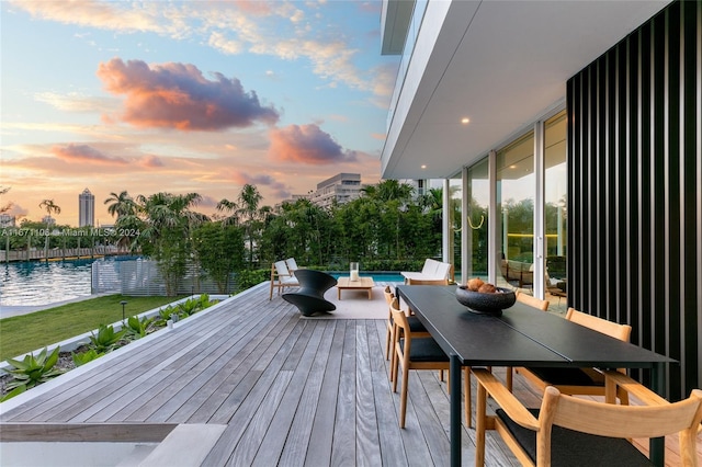 view of deck at dusk