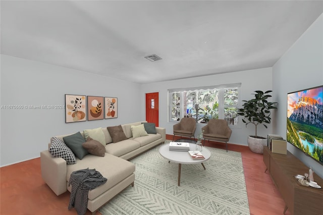 living room with wood-type flooring