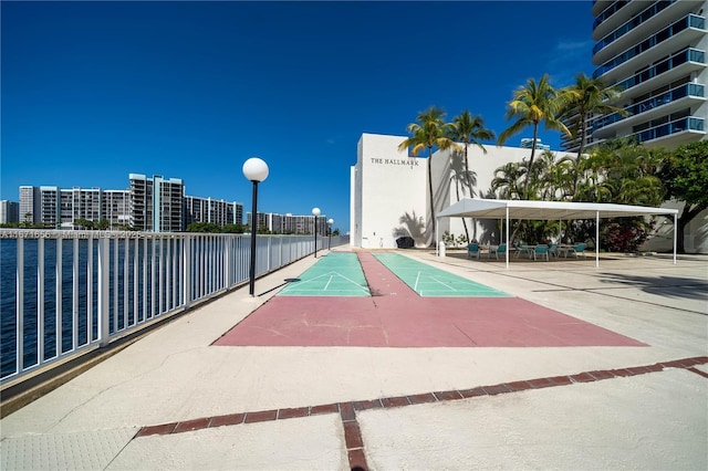 view of home's community with shuffleboard