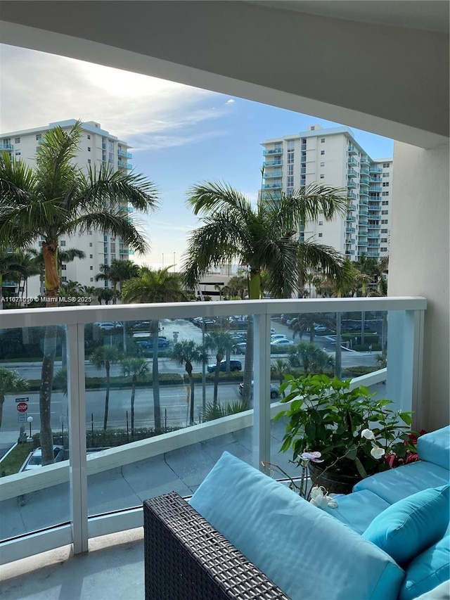 balcony featuring a view of city