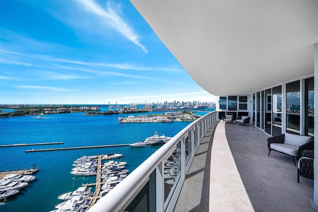 balcony with a water view