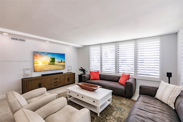 view of tiled living room