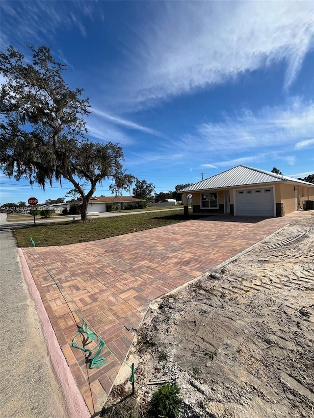 exterior space featuring a garage