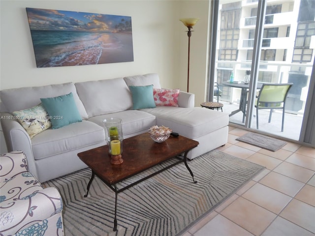 view of tiled living room