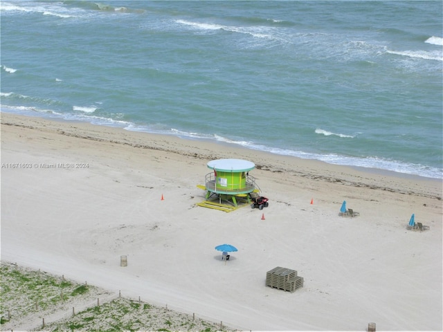 view of water feature with a view of the beach