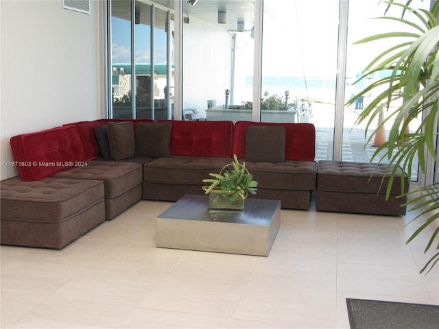 view of tiled living room