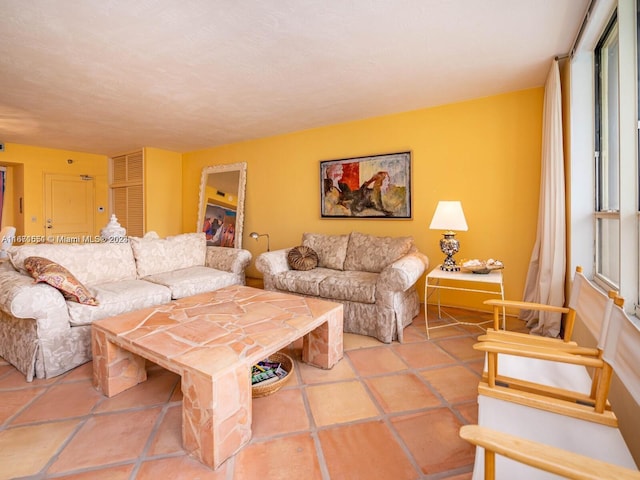 view of tiled living room