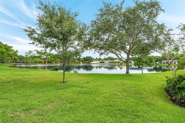 view of yard featuring a water view