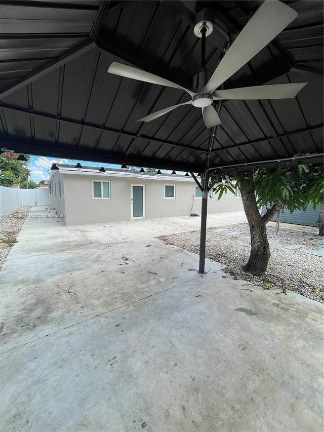 view of patio with ceiling fan