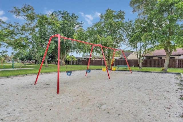 view of play area featuring a yard