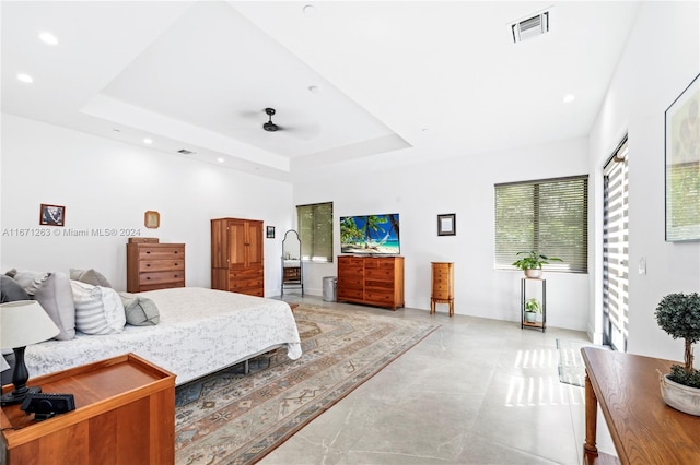 bedroom featuring a tray ceiling