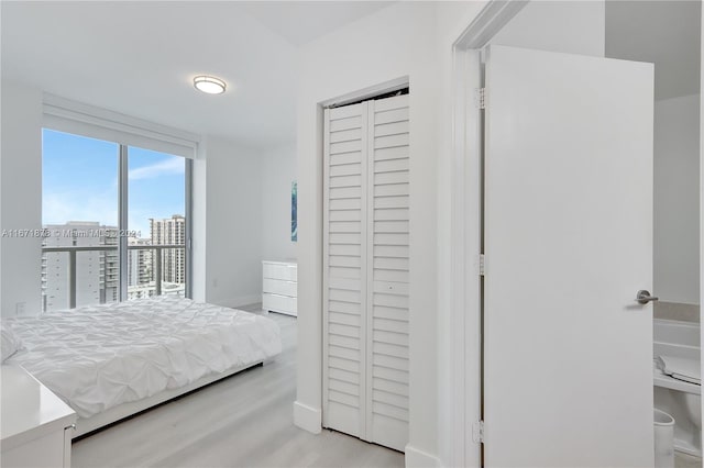 bedroom featuring light wood-type flooring