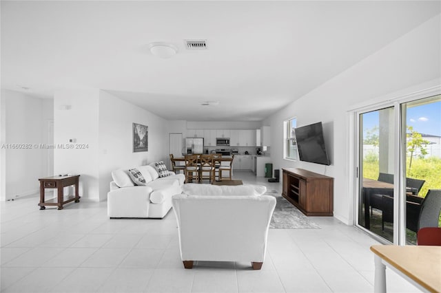 view of tiled living room