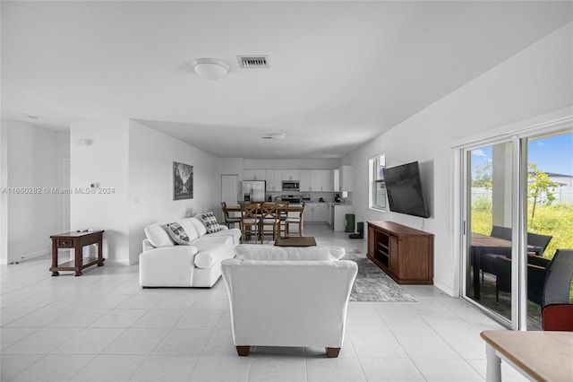 view of tiled living room