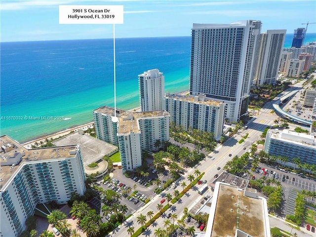 bird's eye view with a water view and a city view