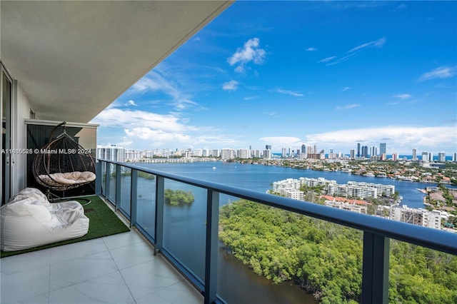 balcony with a water view