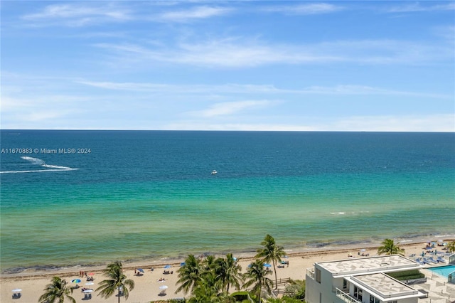 property view of water with a beach view