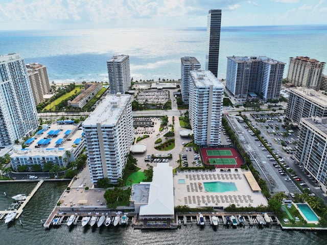 bird's eye view featuring a water view