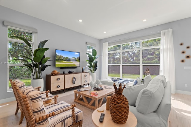 living room featuring a healthy amount of sunlight