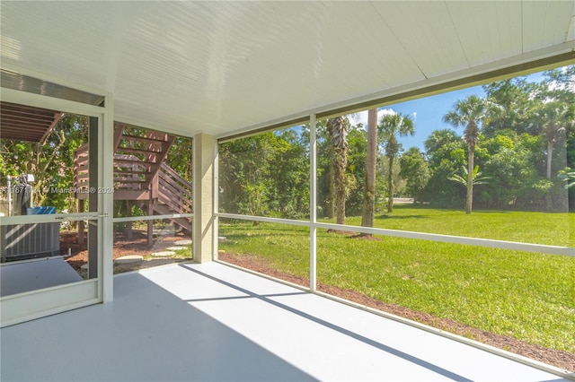 view of unfurnished sunroom