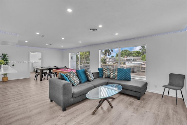 2827 Arthur St, Hollywood, FL 33020 - living room featuring light wood-style flooring and recessed lighting