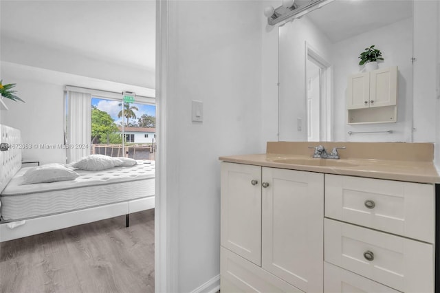 bathroom featuring wood-type flooring and vanity