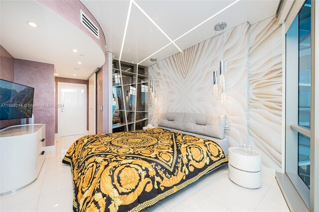 17121 Collins Ave Unit 1103, Sunny Isles Beach, FL 33160 - tiled bedroom with recessed lighting