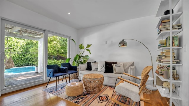 interior space with hardwood / wood-style floors