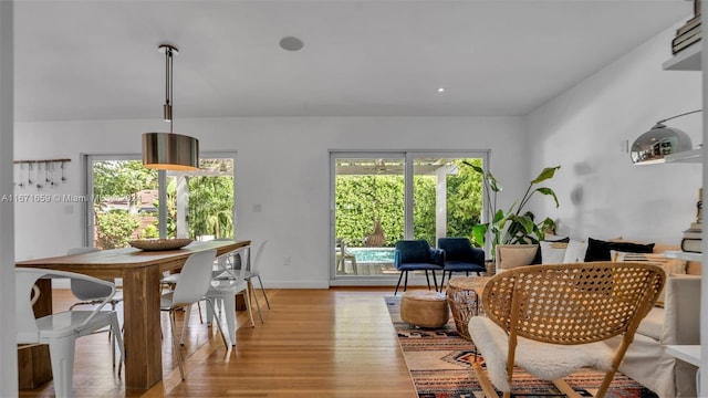 dining area featuring light hardwood / wood-style flooring