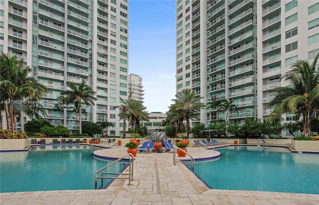 view of pool featuring a patio area