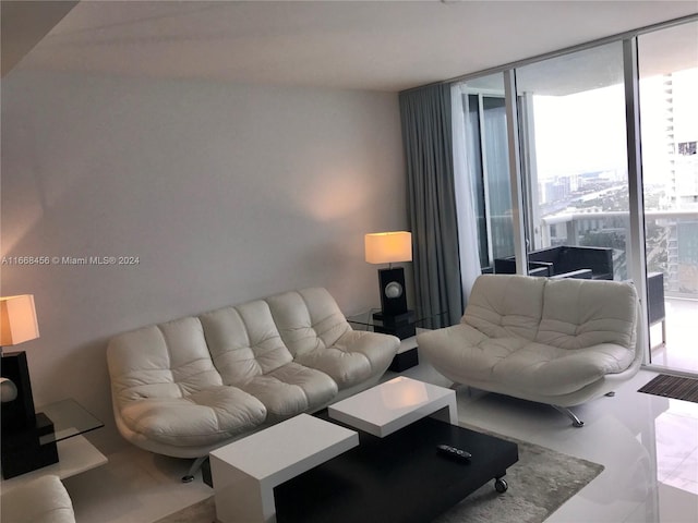 living room featuring expansive windows