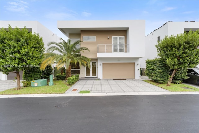 contemporary house featuring a garage