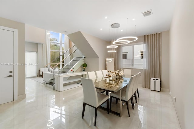 dining room featuring an inviting chandelier